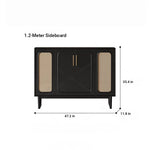 Sleek Solid Wood Cabinet with Tempered Glass Accents and Stylish Rattan Detail hmz-4962