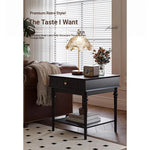 Chic Black Tea Table with Storage Drawer | Stylish Side Table for Living Room Decor hmz-4963