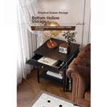 Chic Black Tea Table with Storage Drawer | Stylish Side Table for Living Room Decor hmz-4963