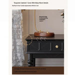 Chic Black Tea Table with Storage Drawer | Stylish Side Table for Living Room Decor hmz-4963