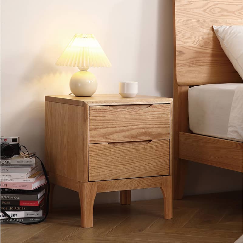 Elegant Oak Wood Bedside Cupboard - Natural Finish for Stylish Bedrooms hmzj-799
