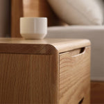 Elegant Oak Wood Bedside Cupboard - Natural Finish for Stylish Bedrooms hmzj-799