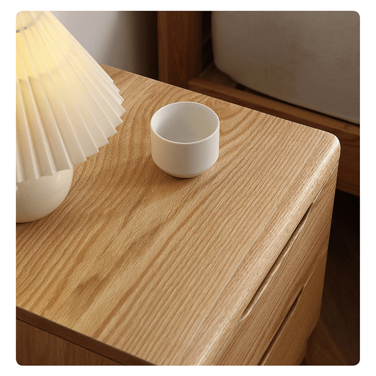 Elegant Oak Wood Bedside Cupboard - Natural Finish for Stylish Bedrooms hmzj-799