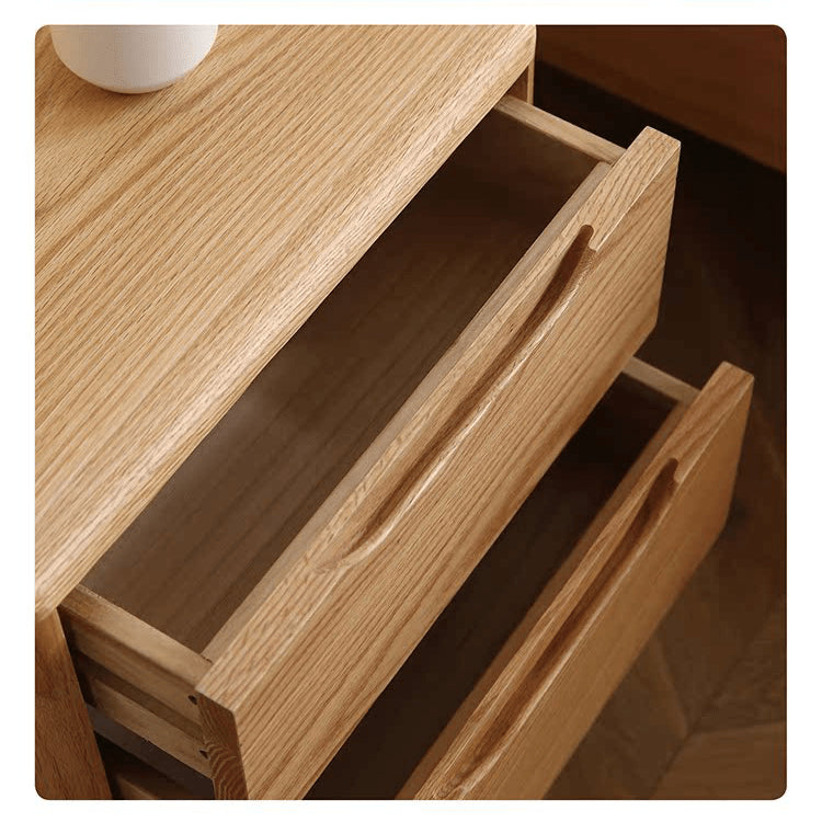 Elegant Oak Wood Bedside Cupboard - Natural Finish for Stylish Bedrooms hmzj-799