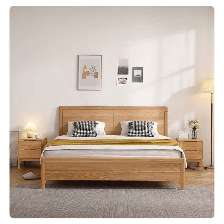 Elegant Oak Wood Bedside Cupboard - Natural Finish for Stylish Bedrooms hmzj-799