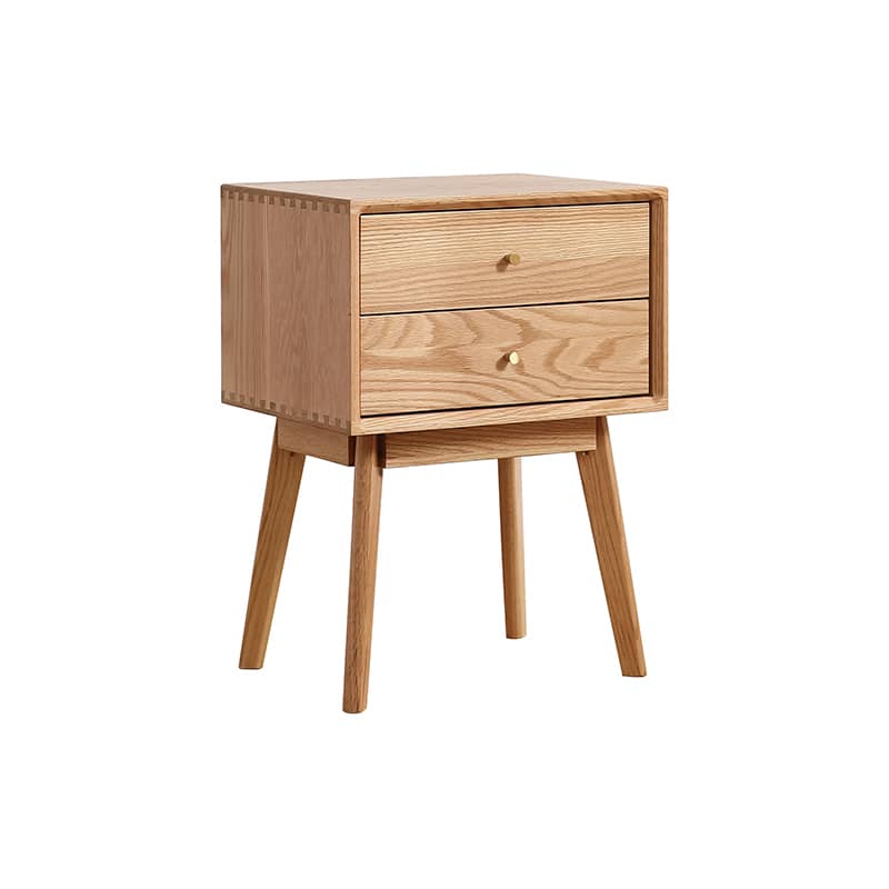 Elegant Oak Bedside Cupboard with Copper Accents in Natural Wood Finish hmzj-800