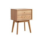 Elegant Oak Bedside Cupboard with Copper Accents in Natural Wood Finish hmzj-800