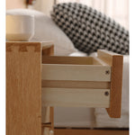 Elegant Oak Bedside Cupboard with Copper Accents in Natural Wood Finish hmzj-800