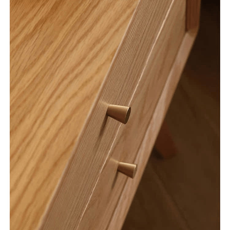 Elegant Oak Bedside Cupboard with Copper Accents in Natural Wood Finish hmzj-800