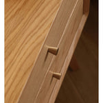 Elegant Oak Bedside Cupboard with Copper Accents in Natural Wood Finish hmzj-800