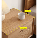 Elegant Oak Bedside Cupboard with Copper Accents in Natural Wood Finish hmzj-800