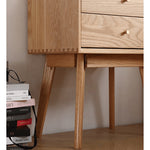 Elegant Oak Bedside Cupboard with Copper Accents in Natural Wood Finish hmzj-800