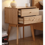 Elegant Oak Bedside Cupboard with Copper Accents in Natural Wood Finish hmzj-800