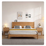 Elegant Oak Bedside Cupboard with Copper Accents in Natural Wood Finish hmzj-800