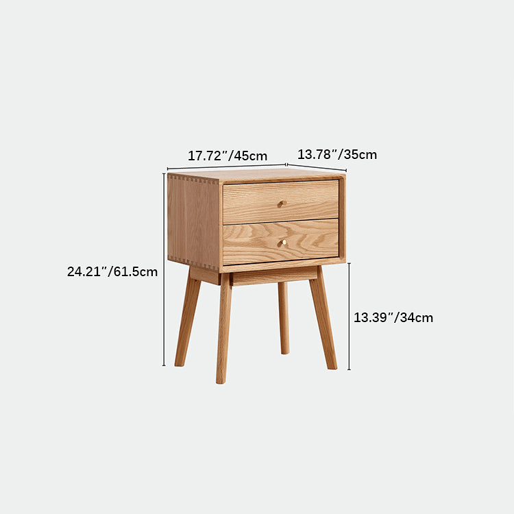 Elegant Oak Bedside Cupboard with Copper Accents in Natural Wood Finish hmzj-800