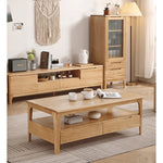 Elegant Oak Wood Tea Table - Natural Finish for Modern Living Rooms hmzj-801