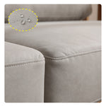 Modern Light Grey Sofa with Natural Oak Wood Frame - Leathaire & Foam Comfort hmzj-803