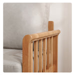 Modern Light Grey Sofa with Natural Oak Wood Frame - Leathaire & Foam Comfort hmzj-803