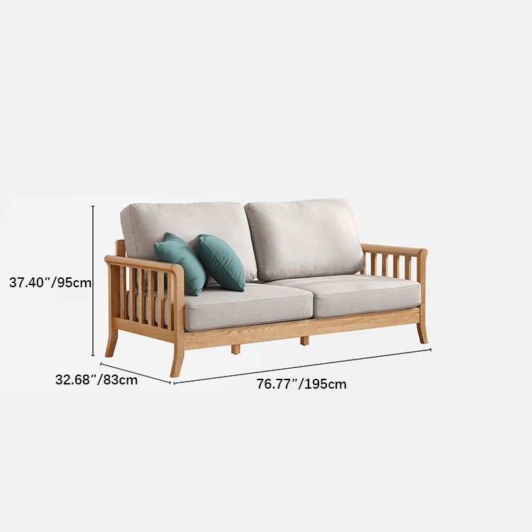 Modern Light Grey Sofa with Natural Oak Wood Frame - Leathaire & Foam Comfort hmzj-803