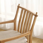 Elegant Light Brown Oak Wood Chair with Cotton & Linen Upholstery and Foam Padding hmzj-807