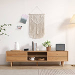 Stylish Oak TV Cabinet with Glass and Copper Accents - Modern Natural Wood Design hmzj-812