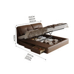 Luxurious Dark Brown Genuine Leather Bed - Stylish Faux Leather Options in Beige, Light Grey, Khaki, Orange, and Black hmzsh-1543