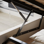 Luxurious Beige Bed with Genuine and Faux Leather Upholstery hmzsh-1544