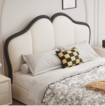 Stylish Beige and Black Faux Leather Bed | Genuine Leather Look-alike hmzsh-1547