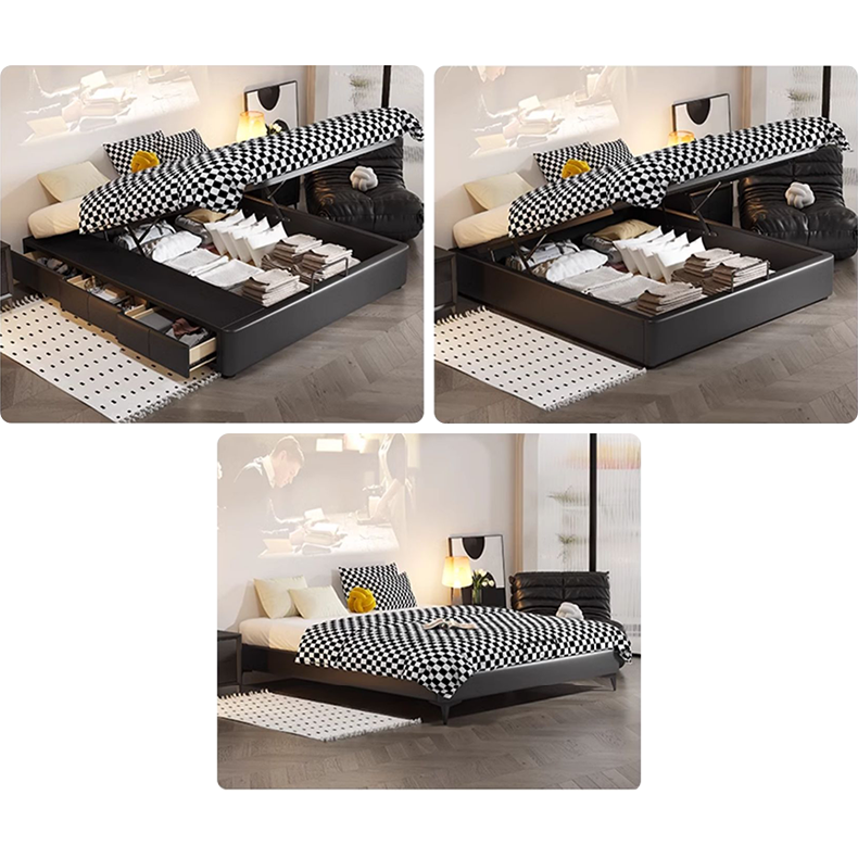 Luxurious Black Faux Leather Bed Frame - Elegant & Stylish Design hmzsh-1548