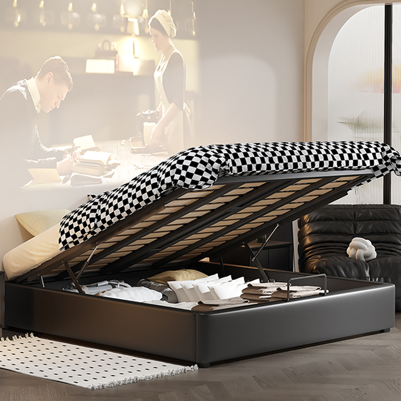 Luxurious Black Faux Leather Bed Frame - Elegant & Stylish Design hmzsh-1548