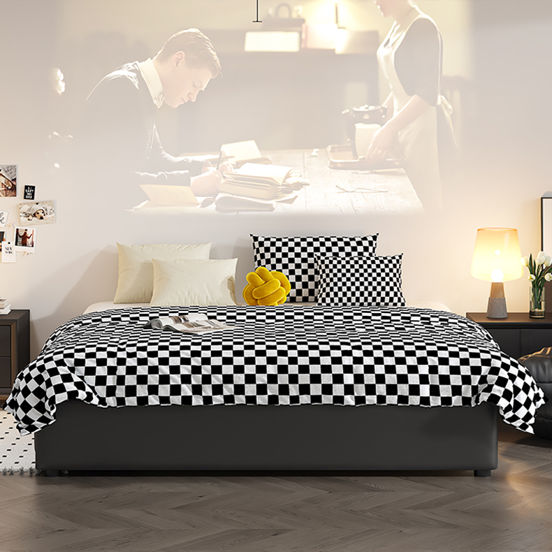 Luxurious Black Faux Leather Bed Frame - Elegant & Stylish Design hmzsh-1548