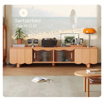 Stylish Beech Wood & Glass TV Stand with Modern Wave Design, Perfect for Living Room Decor hns-4122