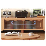 Stylish Beech Wood & Glass TV Stand with Modern Wave Design, Perfect for Living Room Decor hns-4122