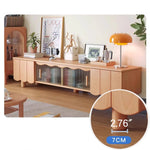 Stylish Beech Wood & Glass TV Stand with Modern Wave Design, Perfect for Living Room Decor hns-4122