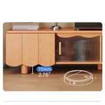 Stylish Beech Wood & Glass TV Stand with Modern Wave Design, Perfect for Living Room Decor hns-4122