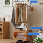 Stylish Beech Wood & Stainless Steel Coat Rack with Glass Shelf Storage hns-4124