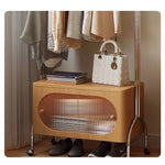 Stylish Beech Wood & Stainless Steel Coat Rack with Glass Shelf Storage hns-4124