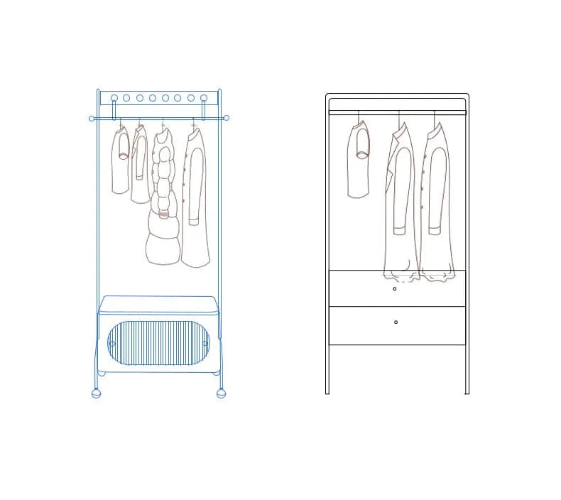Stylish Beech Wood & Stainless Steel Coat Rack with Glass Shelf Storage hns-4124