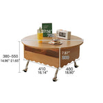 Modern Coffee Table with Storage - Sintered Stone & Beech Wood Design, Rolling Wheels hns-4126