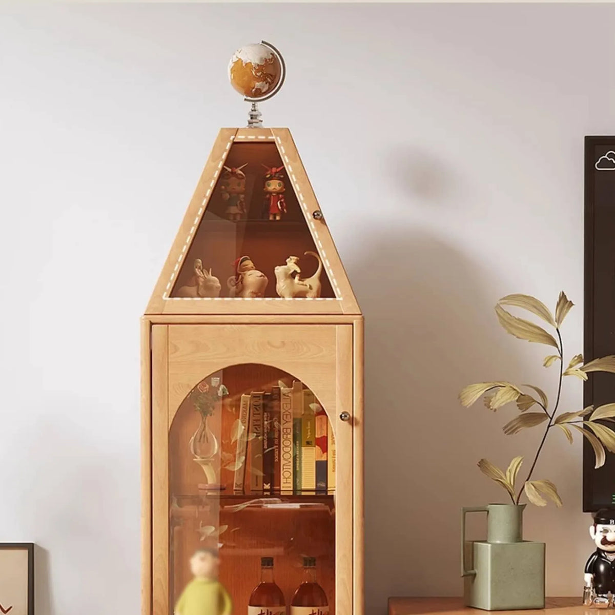 Elegant Beech Wood & Tempered Glass Display Cabinet for Modern Interiors hns-4127