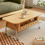 Stylish Beech Wood Coffee Table with Stainless Steel Legs – Modern Home Accent Furniture hns-4128