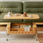 Stylish Beech Wood Coffee Table with Stainless Steel Legs – Modern Home Accent Furniture hns-4128