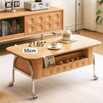 Stylish Beech Wood Coffee Table with Stainless Steel Legs – Modern Home Accent Furniture hns-4128