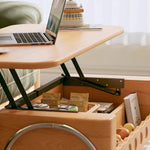 Stylish Beech Wood Coffee Table with Stainless Steel Legs – Modern Home Accent Furniture hns-4128