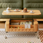 Stylish Beech Wood Coffee Table with Stainless Steel Legs – Modern Home Accent Furniture hns-4128