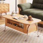 Stylish Beech Wood Coffee Table with Stainless Steel Legs – Modern Home Accent Furniture hns-4128