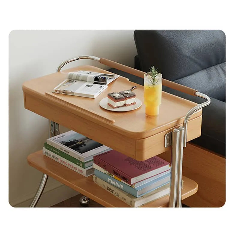 Stylish Multi-Purpose Storage Rack with Beech Wood & Stainless Steel Finish hns-4129