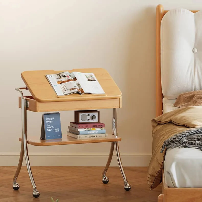 Stylish Multi-Purpose Storage Rack with Beech Wood & Stainless Steel Finish hns-4129