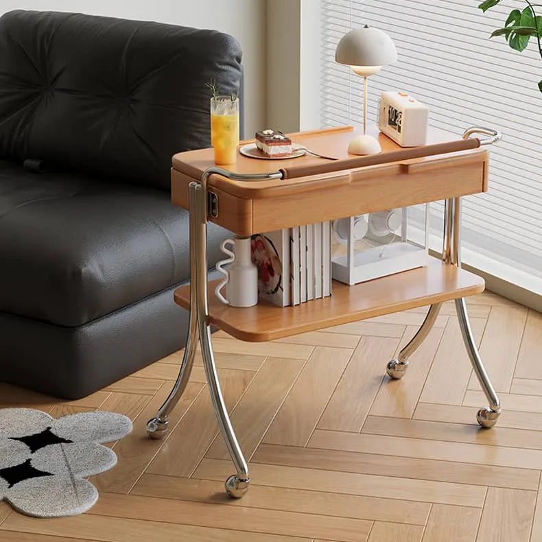 Stylish Multi-Purpose Storage Rack with Beech Wood & Stainless Steel Finish hns-4129