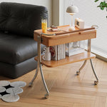 Stylish Multi-Purpose Storage Rack with Beech Wood & Stainless Steel Finish hns-4129